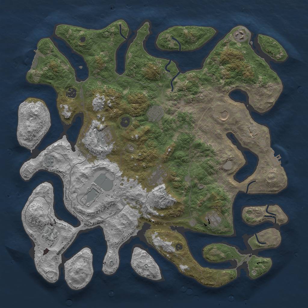 Rust Map: Procedural Map, Size: 4500, Seed: 4174834, 18 Monuments