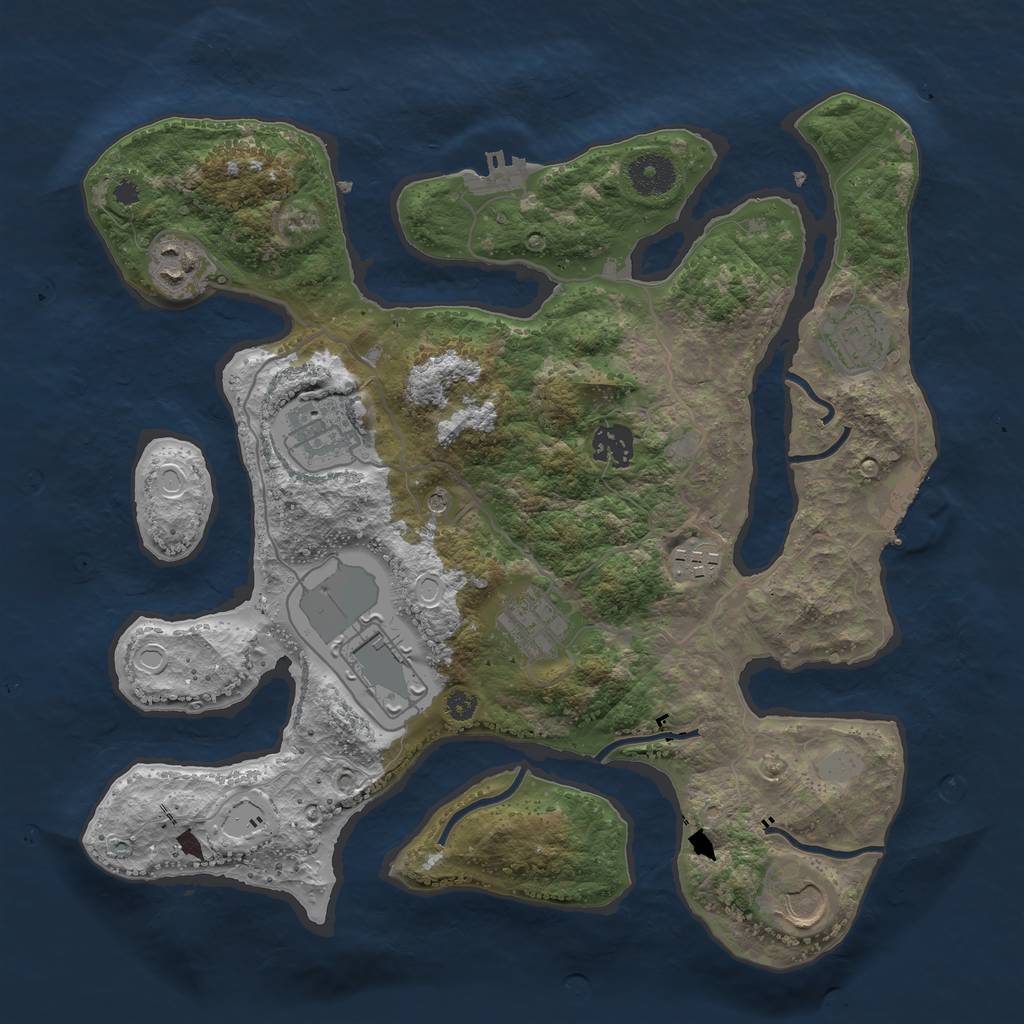 Rust Map: Procedural Map, Size: 3500, Seed: 4063512, 16 Monuments