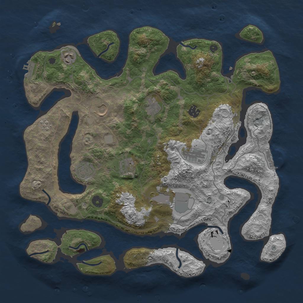 Rust Map: Procedural Map, Size: 4000, Seed: 1222313423, 16 Monuments