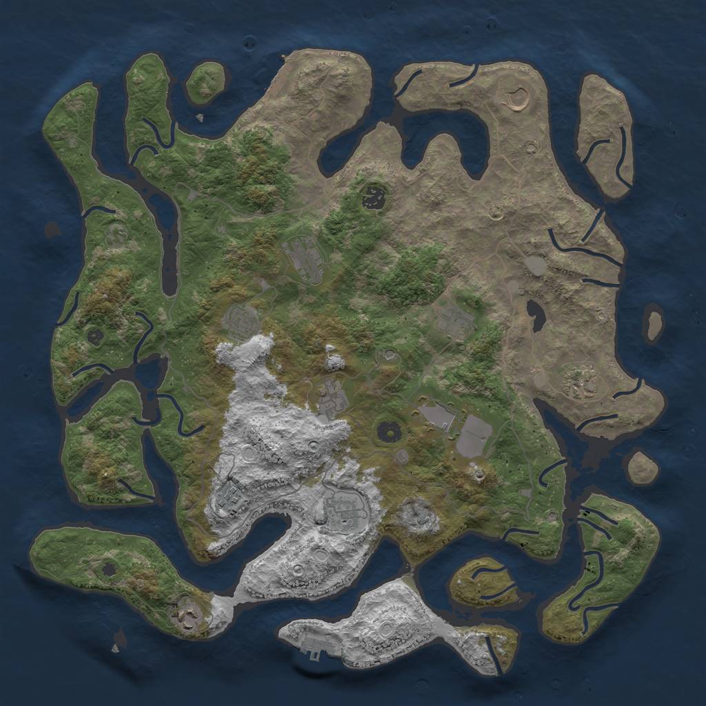 Rust Map: Procedural Map, Size: 4500, Seed: 4636537, 19 Monuments