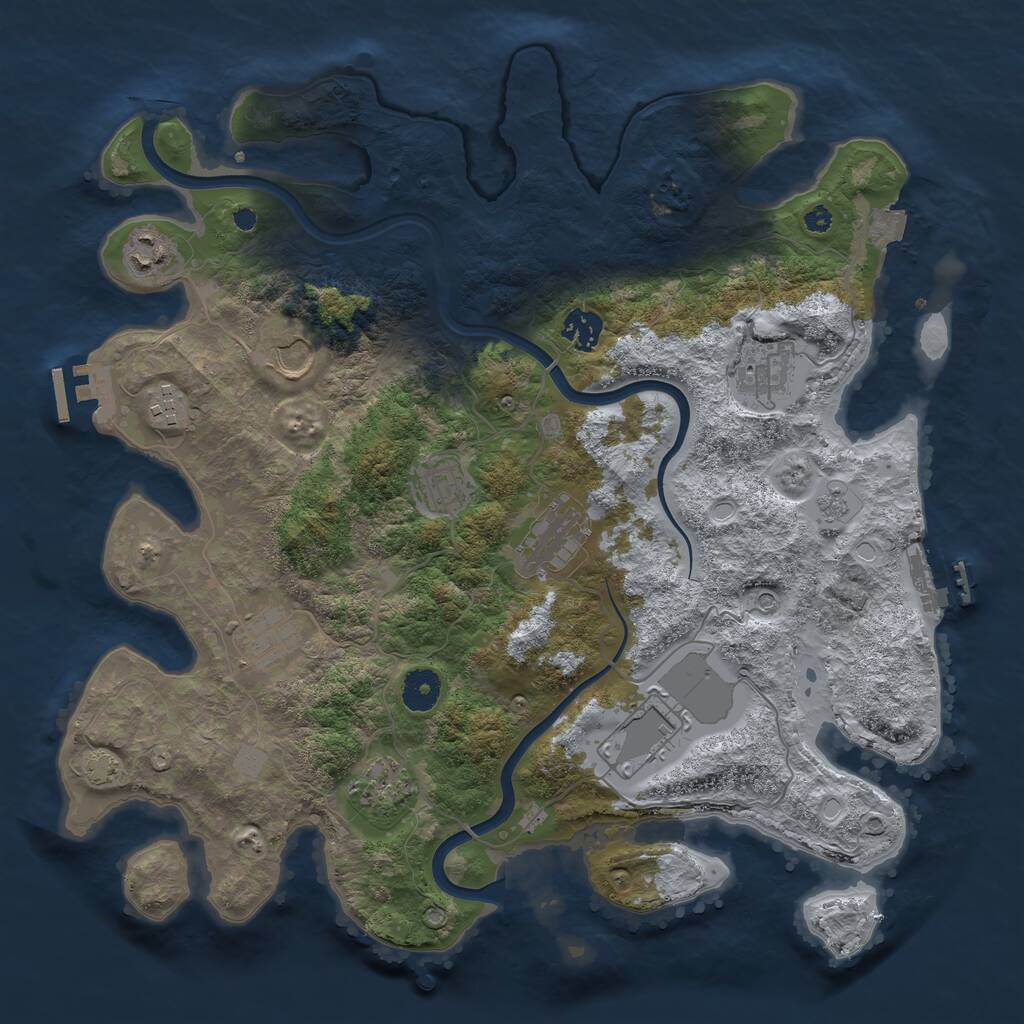Rust Map: Procedural Map, Size: 3800, Seed: 105456919, 16 Monuments