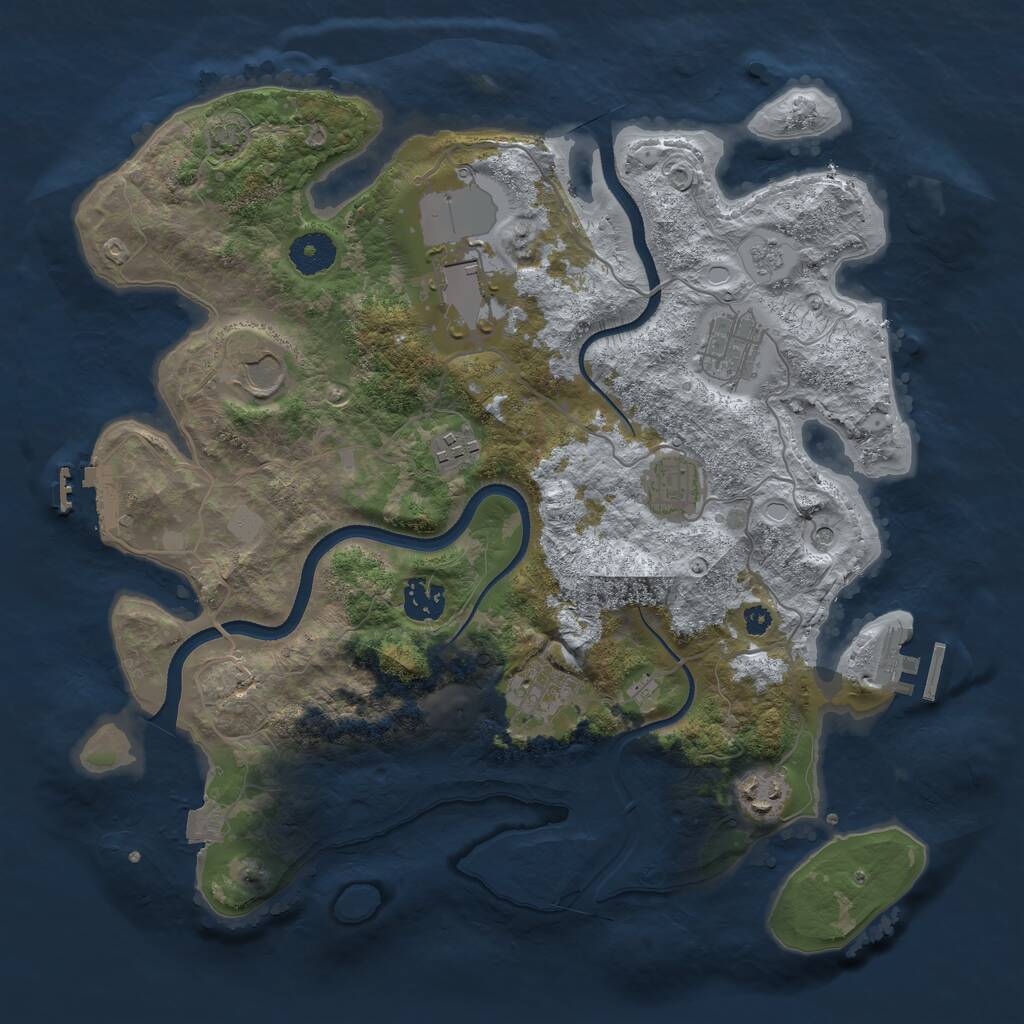 Rust Map: Procedural Map, Size: 3550, Seed: 345789, 14 Monuments