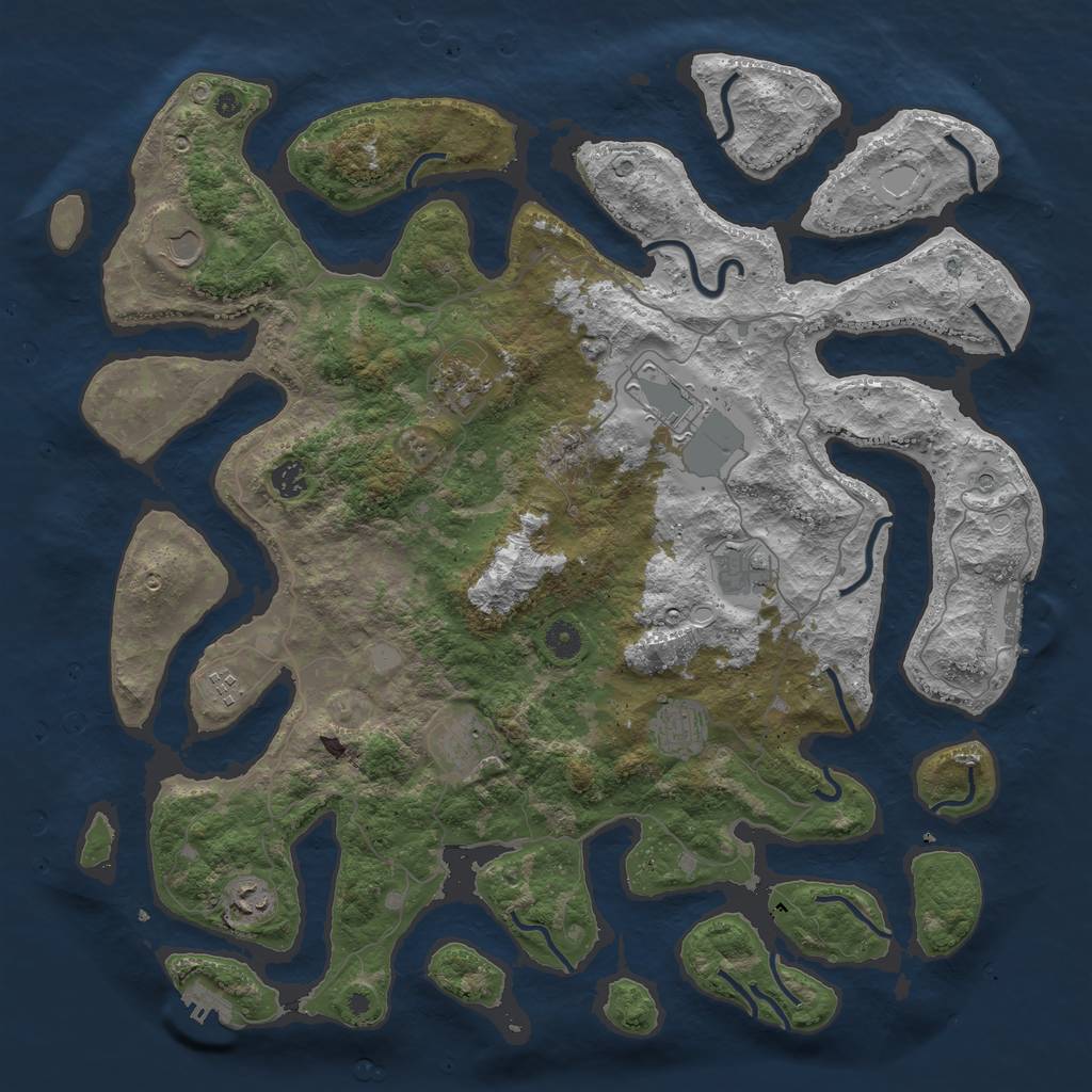 Rust Map: Procedural Map, Size: 4500, Seed: 2712520, 17 Monuments