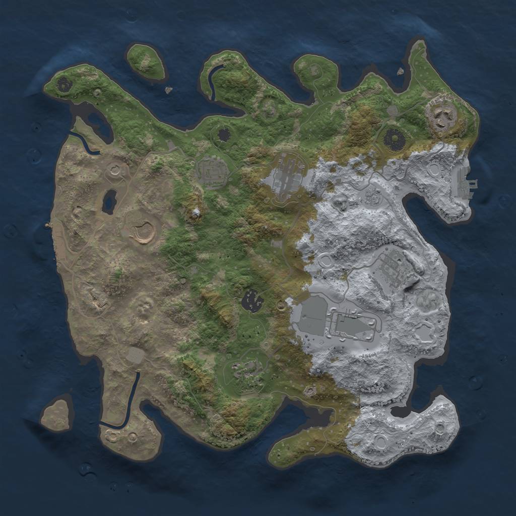 Rust Map: Procedural Map, Size: 3550, Seed: 516263, 17 Monuments