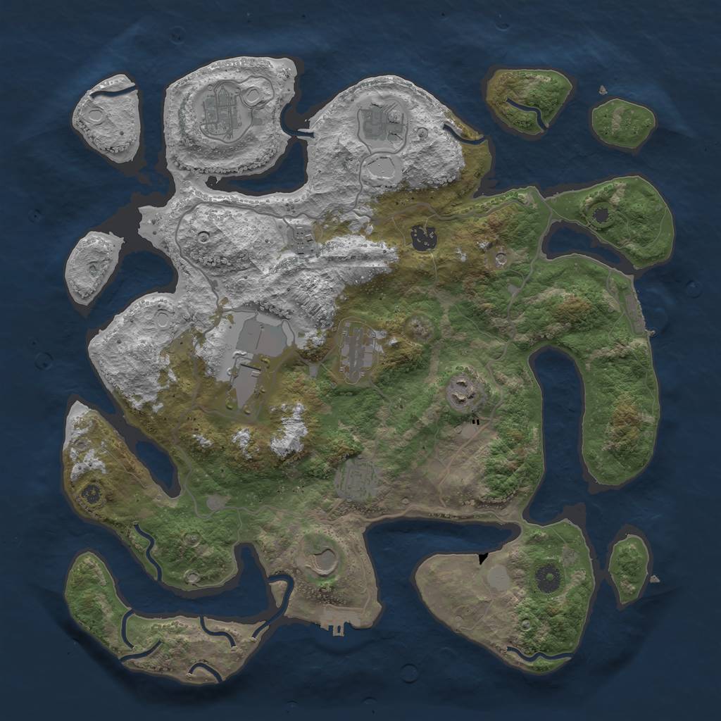 Rust Map: Procedural Map, Size: 4000, Seed: 274189, 17 Monuments