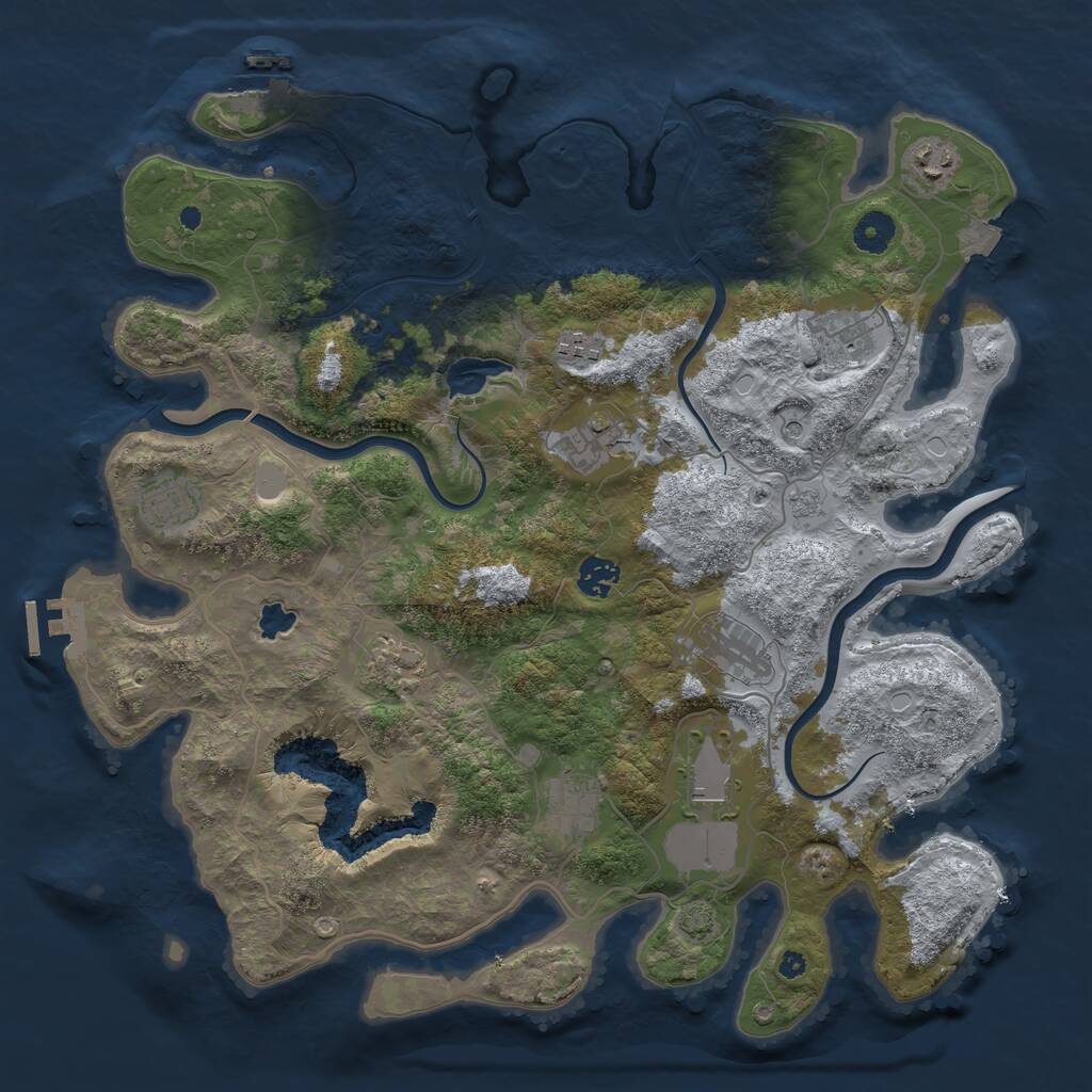 Rust Map: Procedural Map, Size: 4000, Seed: 144188, 16 Monuments