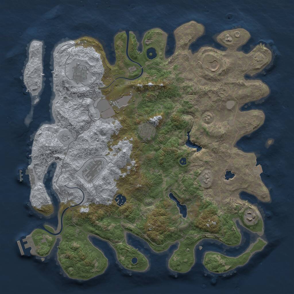 Rust Map: Procedural Map, Size: 4000, Seed: 623744, 12 Monuments