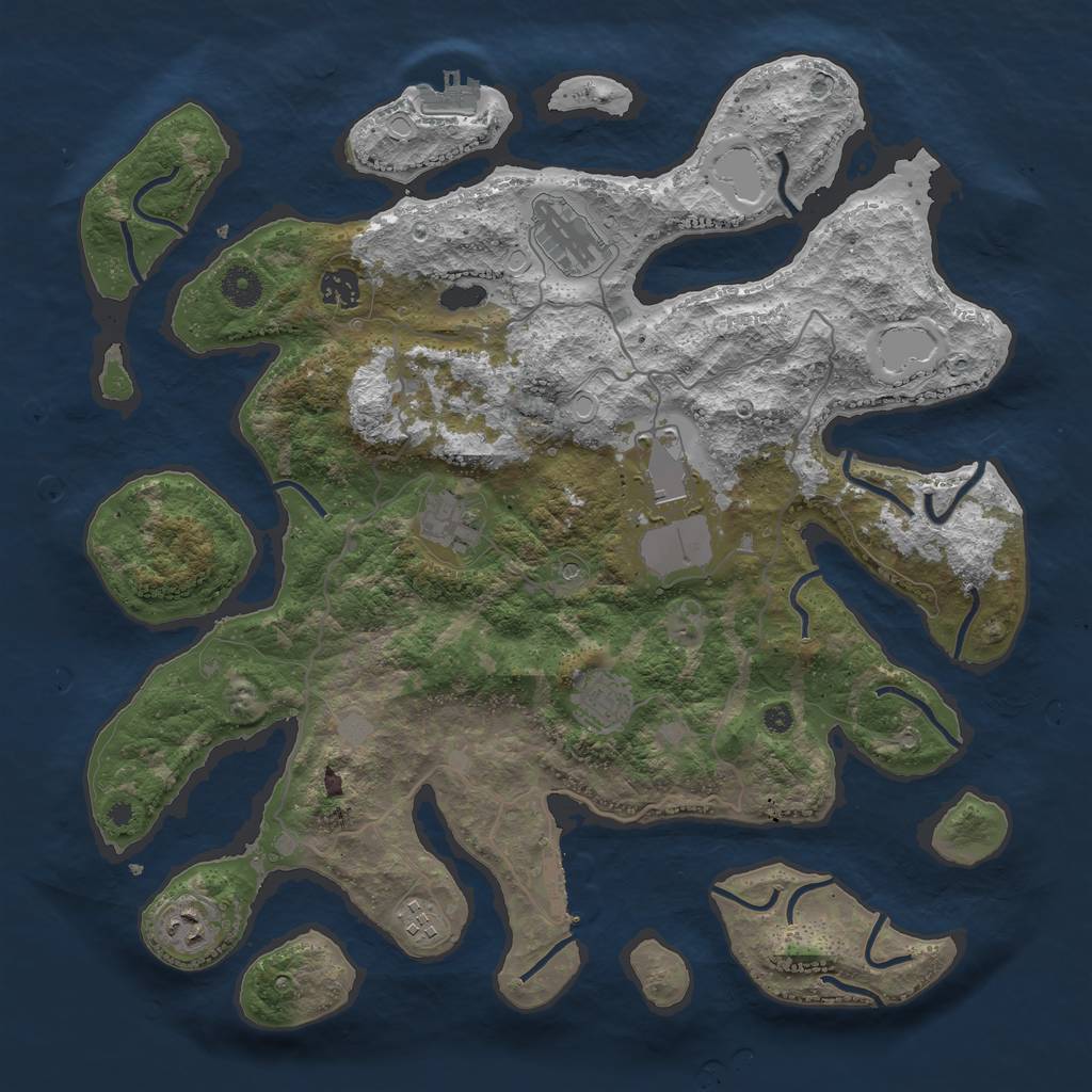 Rust Map: Procedural Map, Size: 4000, Seed: 872455, 15 Monuments