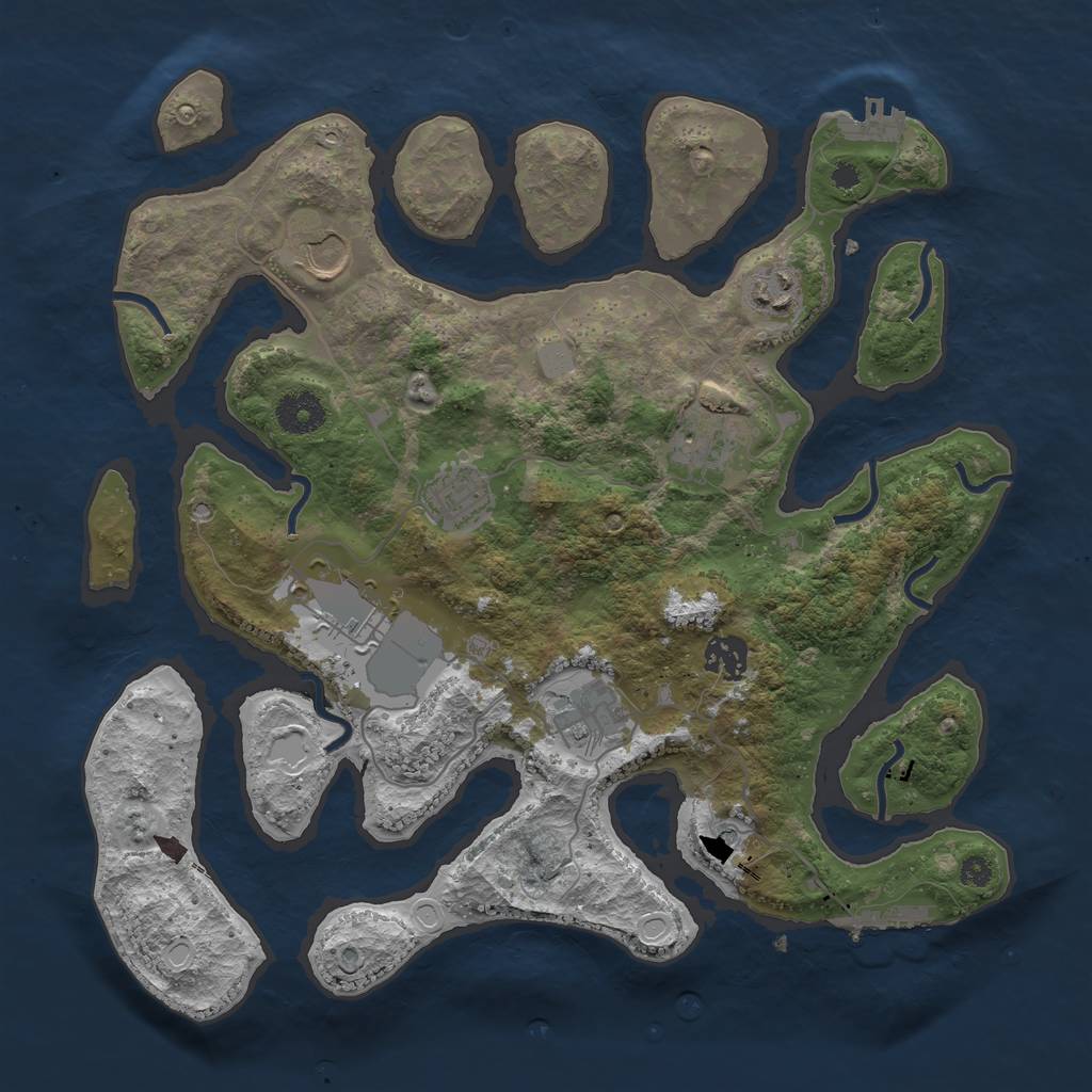 Rust Map: Procedural Map, Size: 3550, Seed: 131030, 15 Monuments