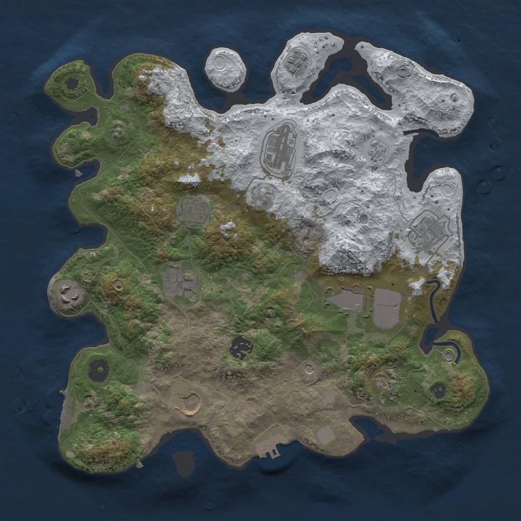 Rust Map: Procedural Map, Size: 3500, Seed: 1461710594, 19 Monuments