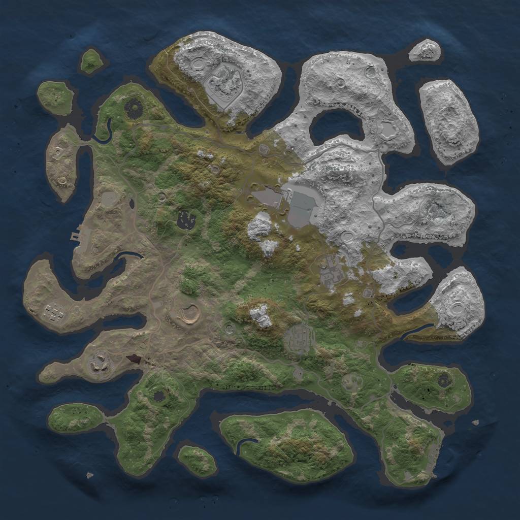 Rust Map: Procedural Map, Size: 4000, Seed: 830624, 16 Monuments