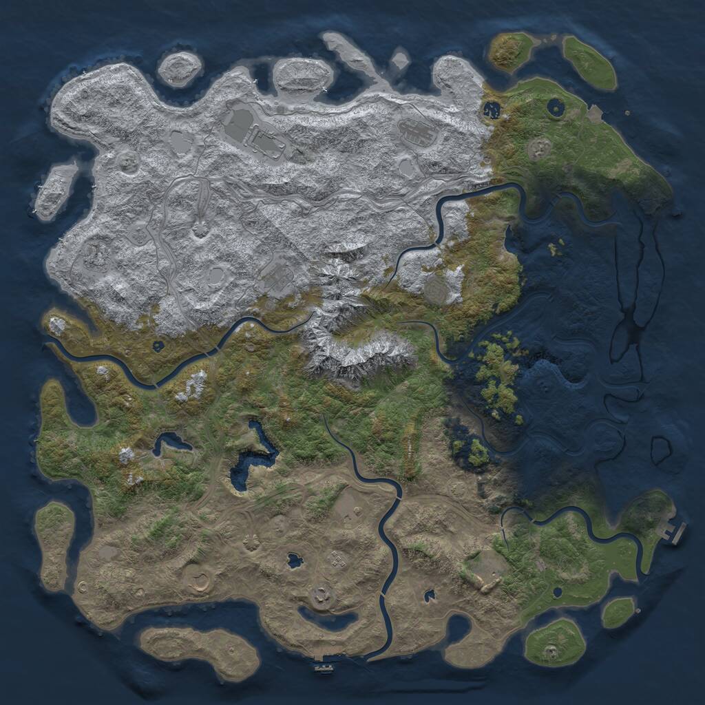 Rust Map: Procedural Map, Size: 6000, Seed: 133772069, 17 Monuments