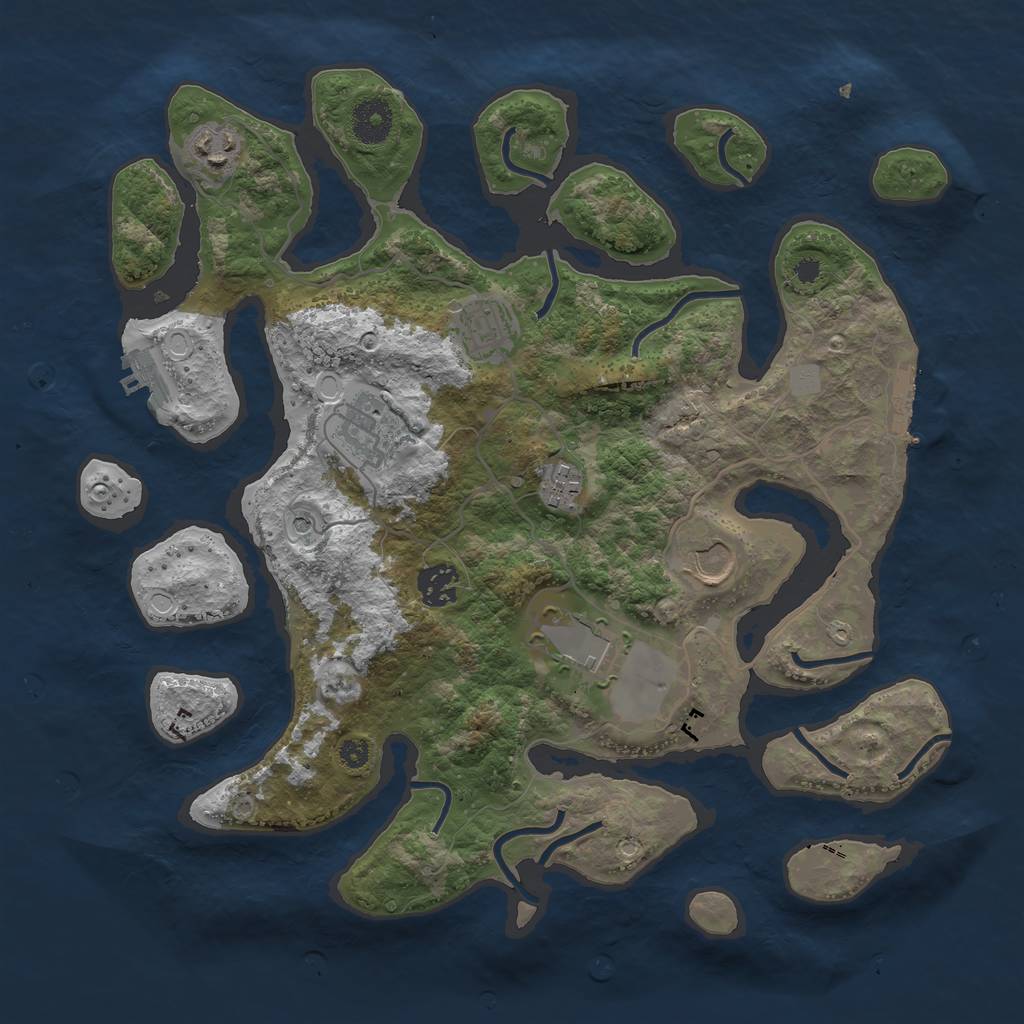 Rust Map: Procedural Map, Size: 3550, Seed: 484963, 15 Monuments