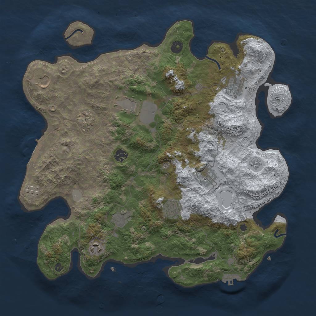 Rust Map: Procedural Map, Size: 3800, Seed: 4421517, 19 Monuments