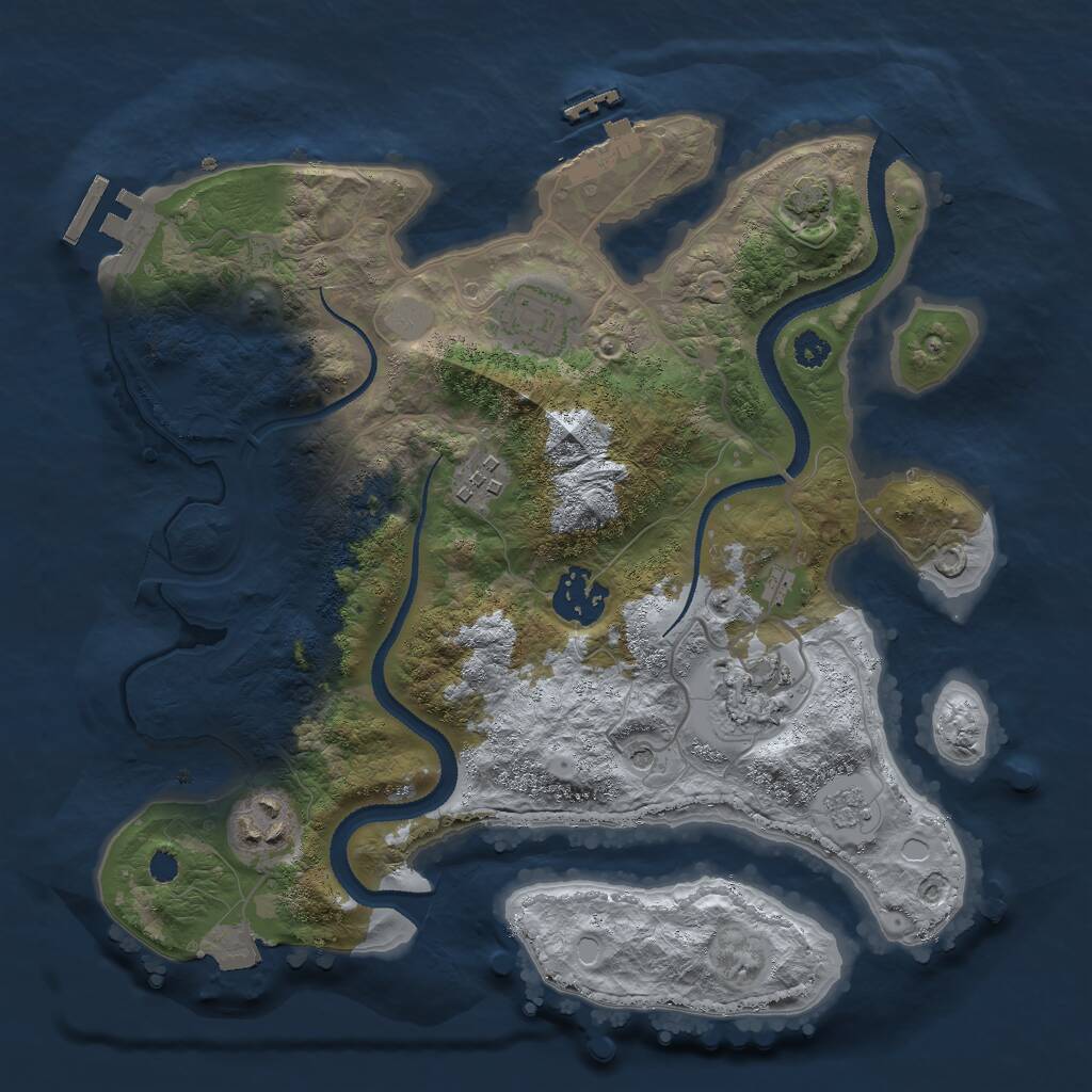 Rust Map: Procedural Map, Size: 3000, Seed: 894256, 11 Monuments