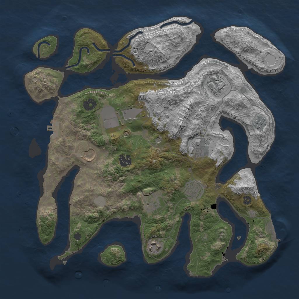 Rust Map: Procedural Map, Size: 3550, Seed: 909902, 17 Monuments