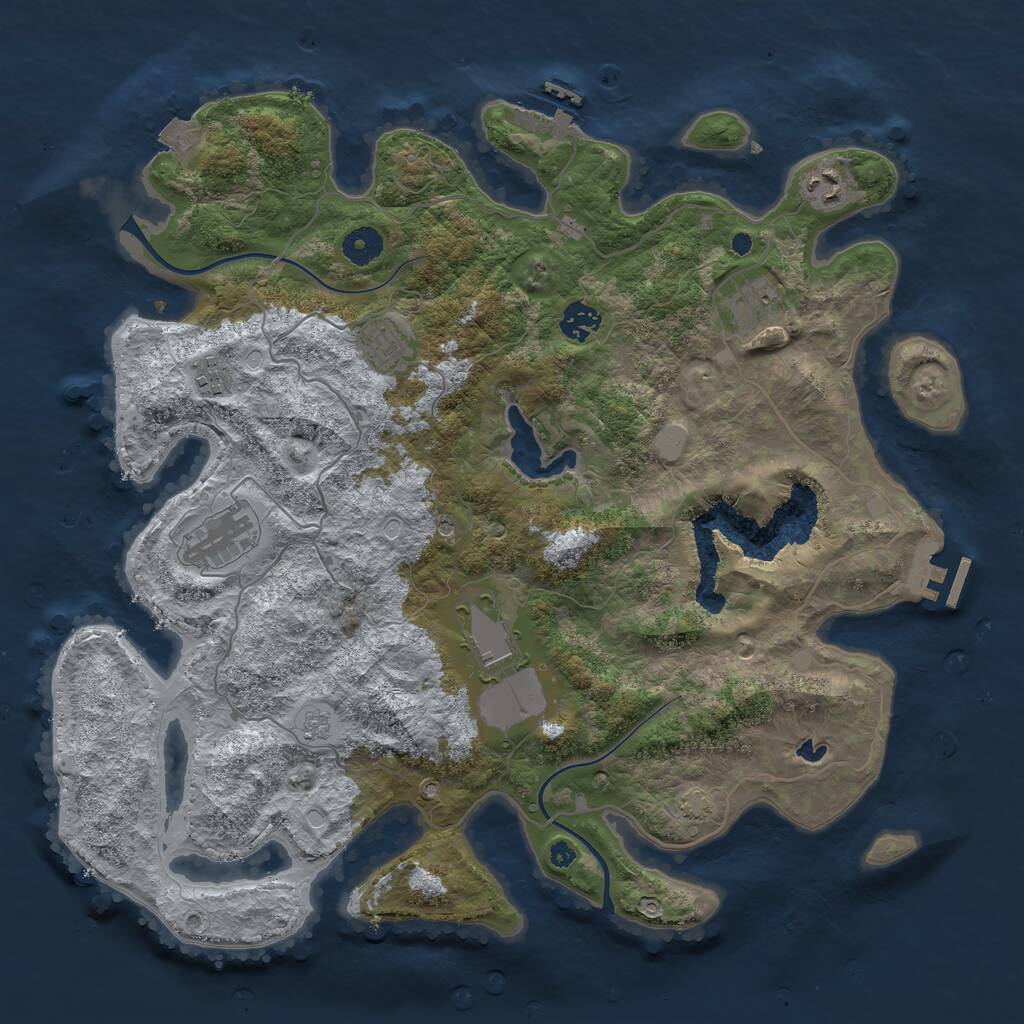 Rust Map: Procedural Map, Size: 4000, Seed: 380680, 13 Monuments
