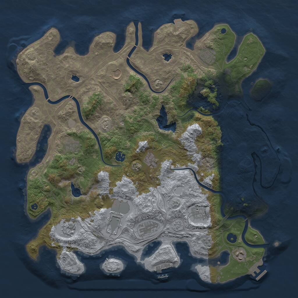 Rust Map: Procedural Map, Size: 4500, Seed: 4343592, 17 Monuments