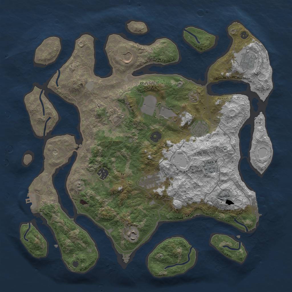 Rust Map: Procedural Map, Size: 4000, Seed: 567227, 17 Monuments
