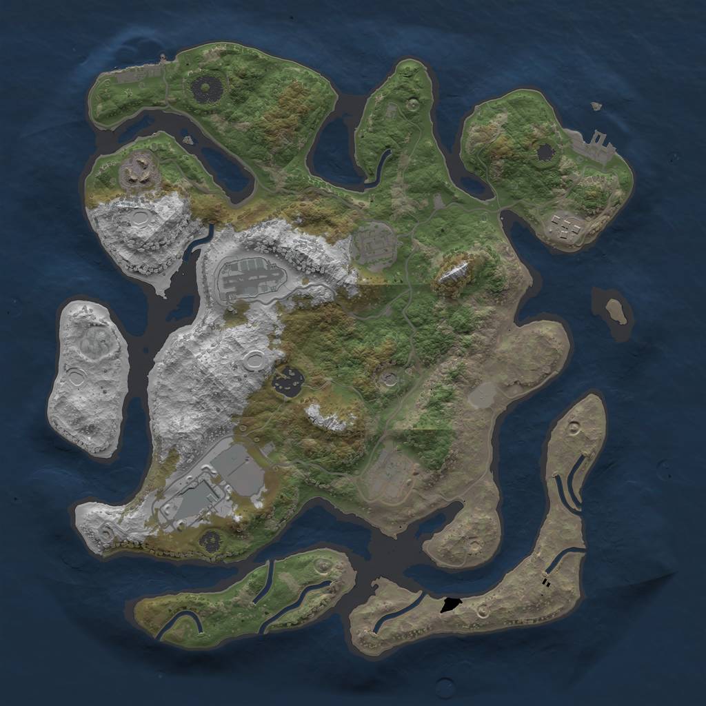 Rust Map: Procedural Map, Size: 3500, Seed: 757545, 15 Monuments