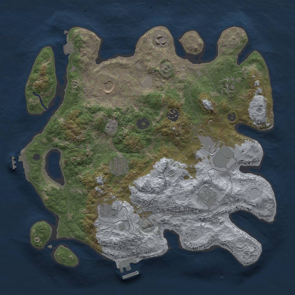 Rust Map: Procedural Map, Size: 3550, Seed: 633214, 15 Monuments