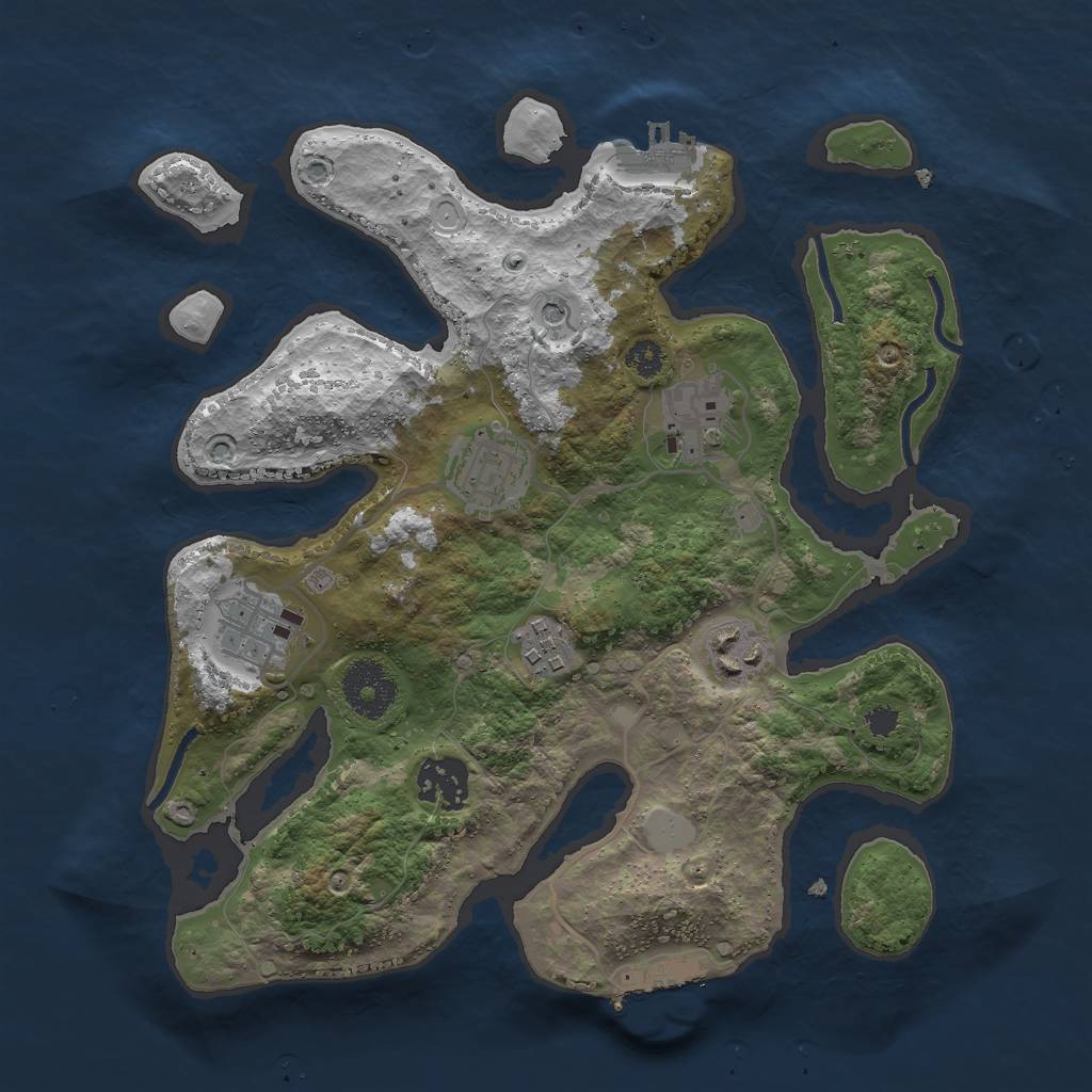 Rust Map: Procedural Map, Size: 3000, Seed: 169384, 14 Monuments