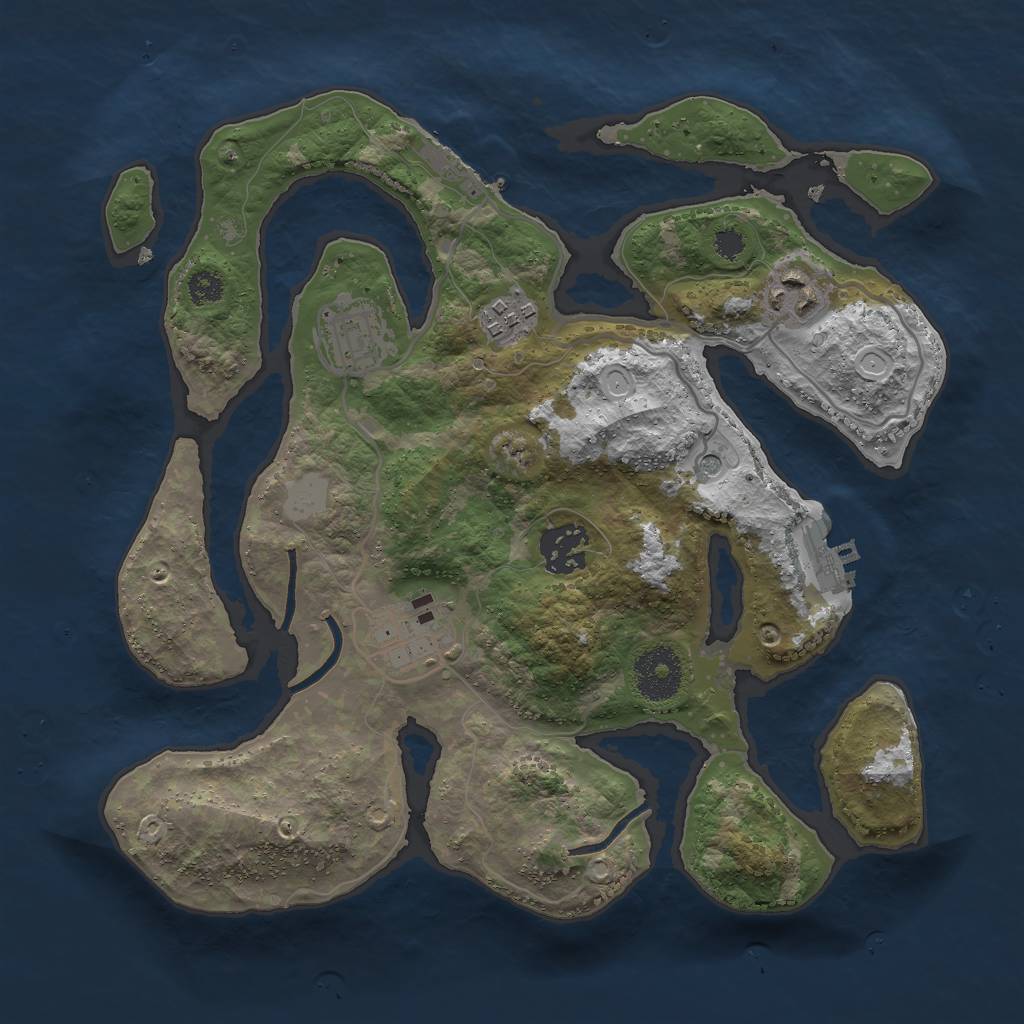 Rust Map: Procedural Map, Size: 3000, Seed: 1958205423, 13 Monuments