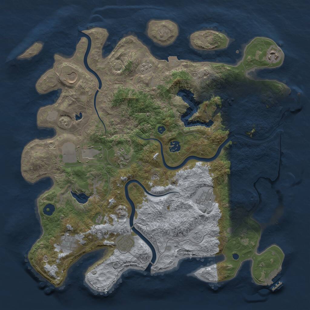 Rust Map: Procedural Map, Size: 4000, Seed: 130834, 15 Monuments