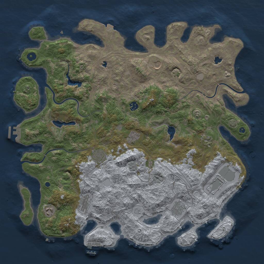 Rust Map: Procedural Map, Size: 4500, Seed: 1477, 16 Monuments