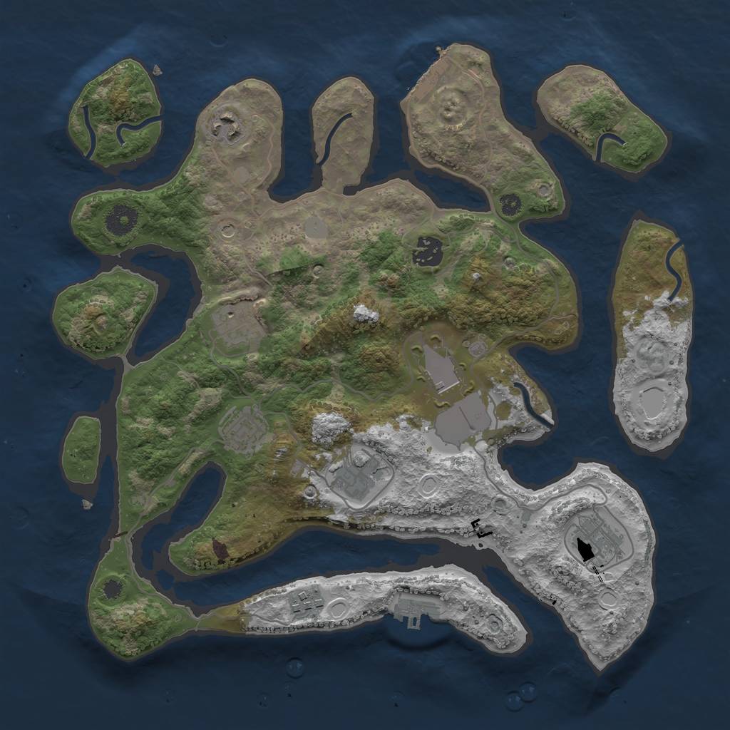 Rust Map: Procedural Map, Size: 3500, Seed: 3799312, 16 Monuments