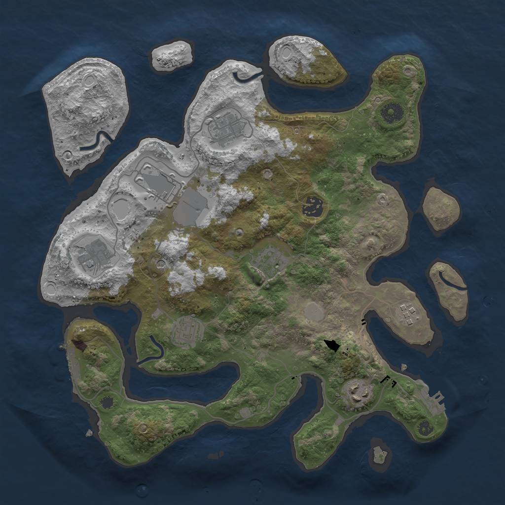 Rust Map: Procedural Map, Size: 3550, Seed: 330604, 16 Monuments