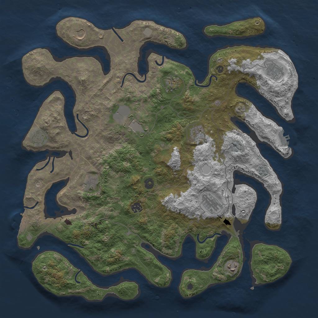 Rust Map: Procedural Map, Size: 4500, Seed: 5562766, 19 Monuments