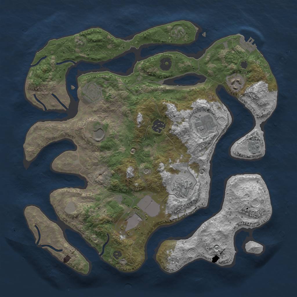 Rust Map: Procedural Map, Size: 3500, Seed: 489319, 15 Monuments