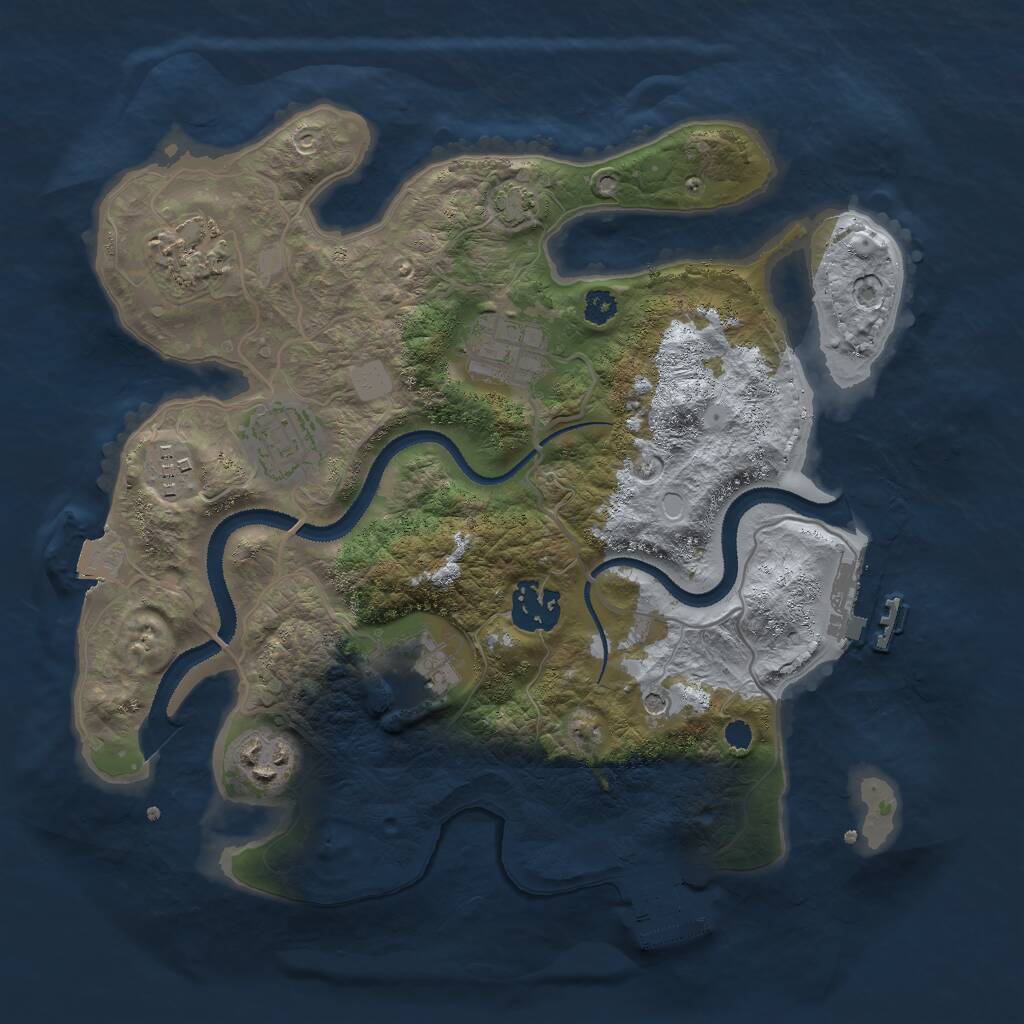 Rust Map: Procedural Map, Size: 3000, Seed: 73668, 12 Monuments