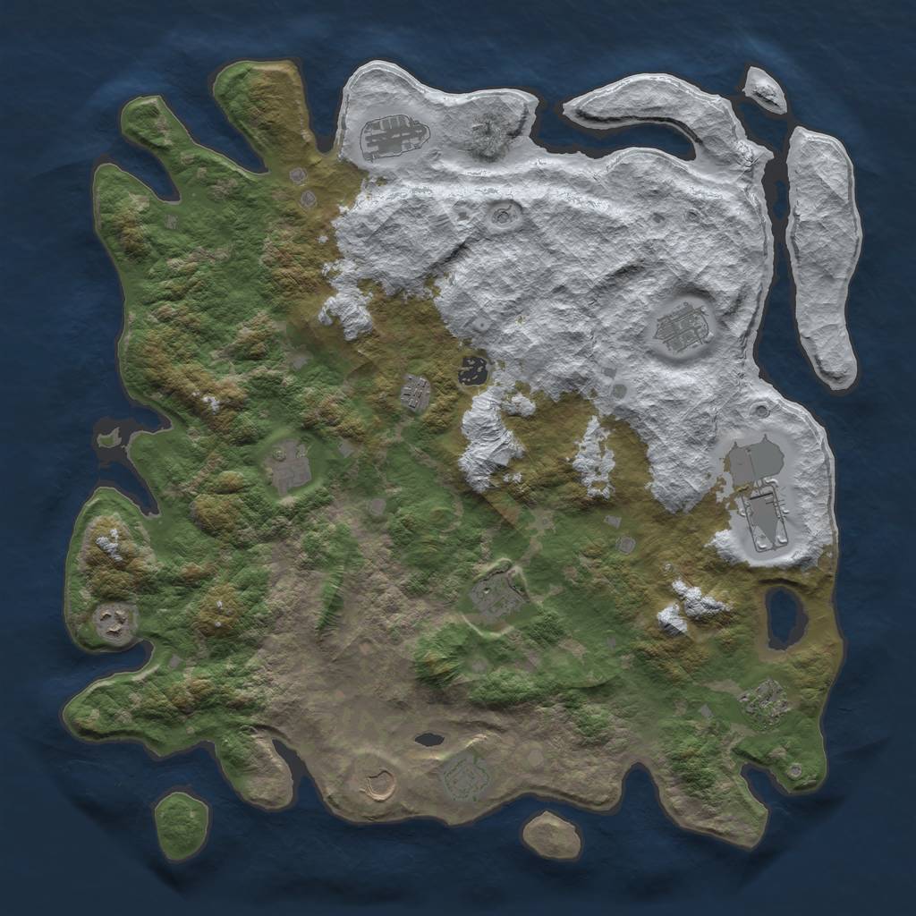 Rust Map: Barren, Size: 4500, Seed: 4567356, 14 Monuments