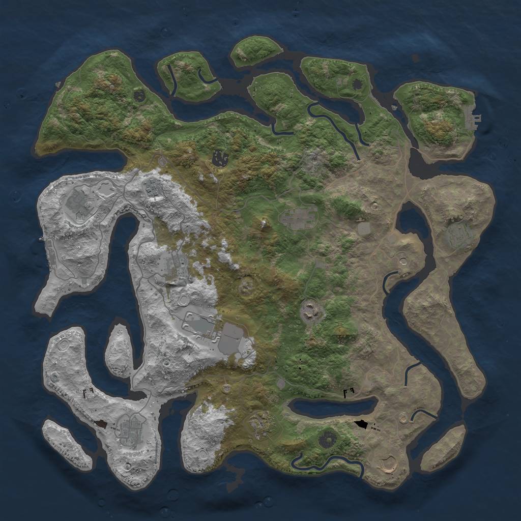 Rust Map: Procedural Map, Size: 4500, Seed: 1138446, 19 Monuments