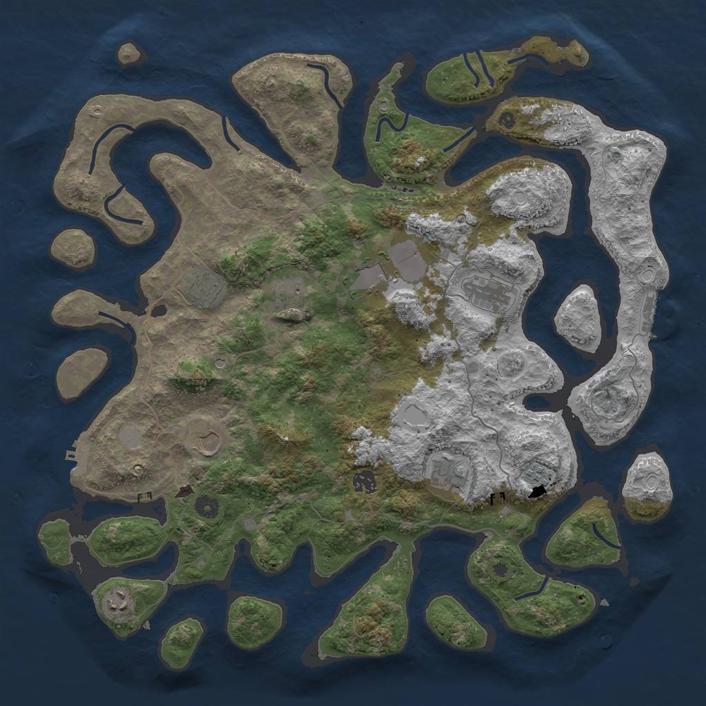 Rust Map: Procedural Map, Size: 4400, Seed: 840100, 17 Monuments