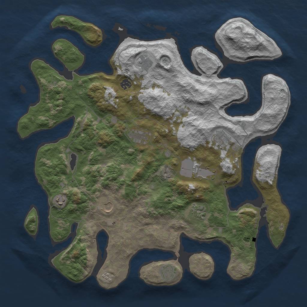 Rust Map: Barren, Size: 4500, Seed: 1150710, 13 Monuments