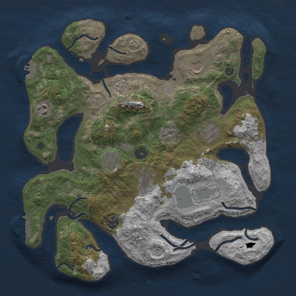 Rust Map: Procedural Map, Size: 3600, Seed: 21200, 16 Monuments