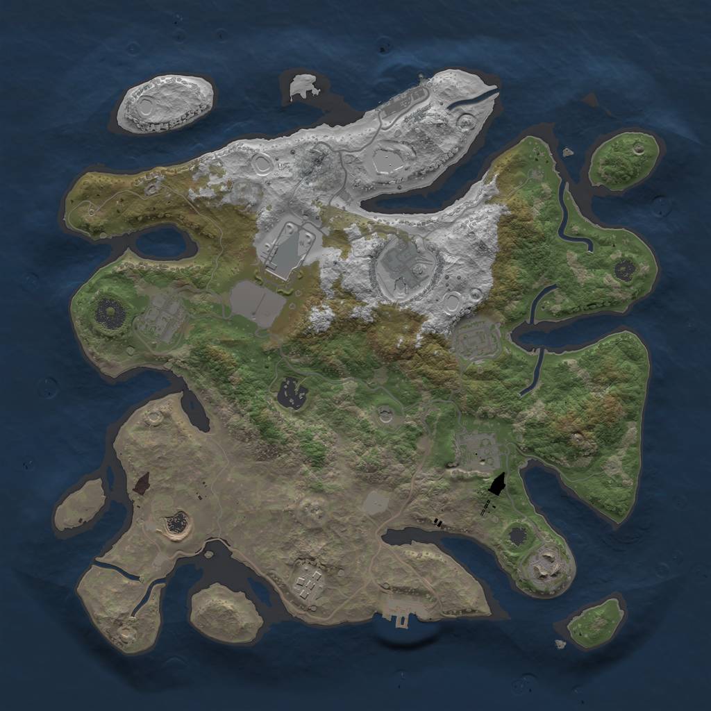 Rust Map: Procedural Map, Size: 3500, Seed: 476991, 17 Monuments