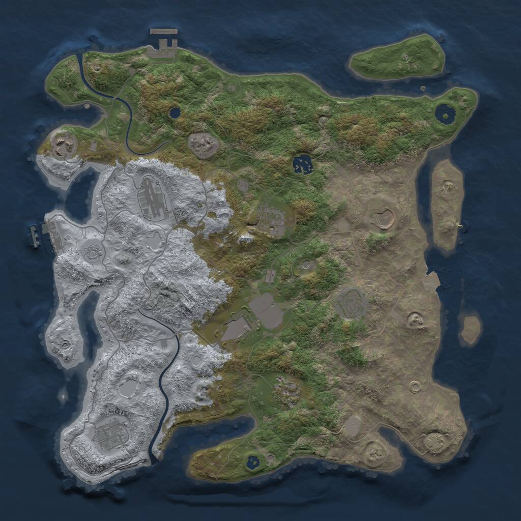 Rust Map: Procedural Map, Size: 3850, Seed: 1927803141, 15 Monuments