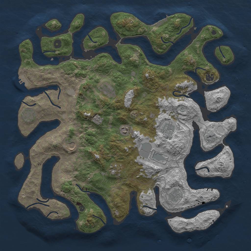 Rust Map: Procedural Map, Size: 4500, Seed: 823296, 18 Monuments
