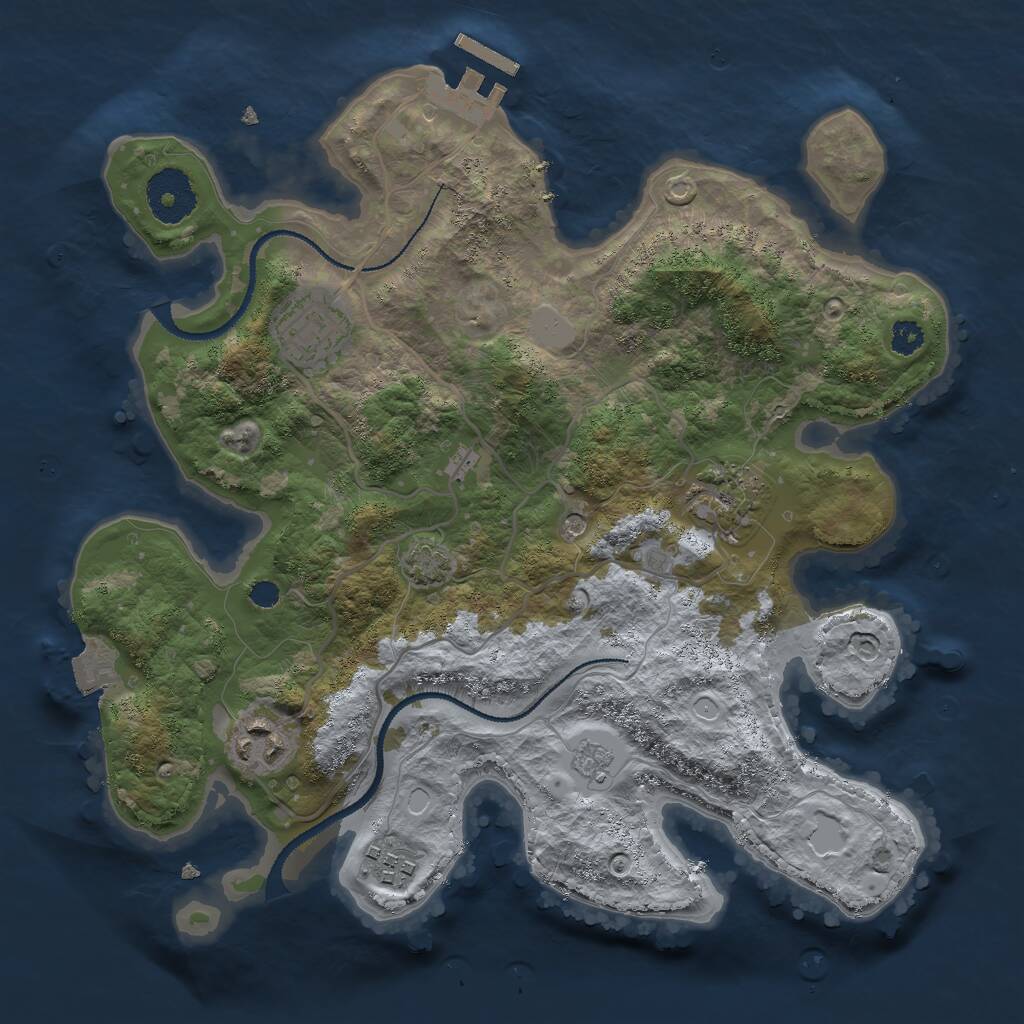 Rust Map: Procedural Map, Size: 3000, Seed: 191091, 9 Monuments