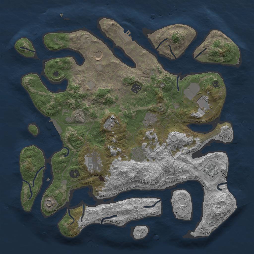 Rust Map: Procedural Map, Size: 4000, Seed: 787331, 16 Monuments