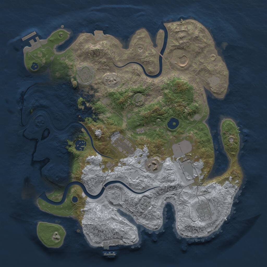 Rust Map: Procedural Map, Size: 3550, Seed: 255193, 14 Monuments
