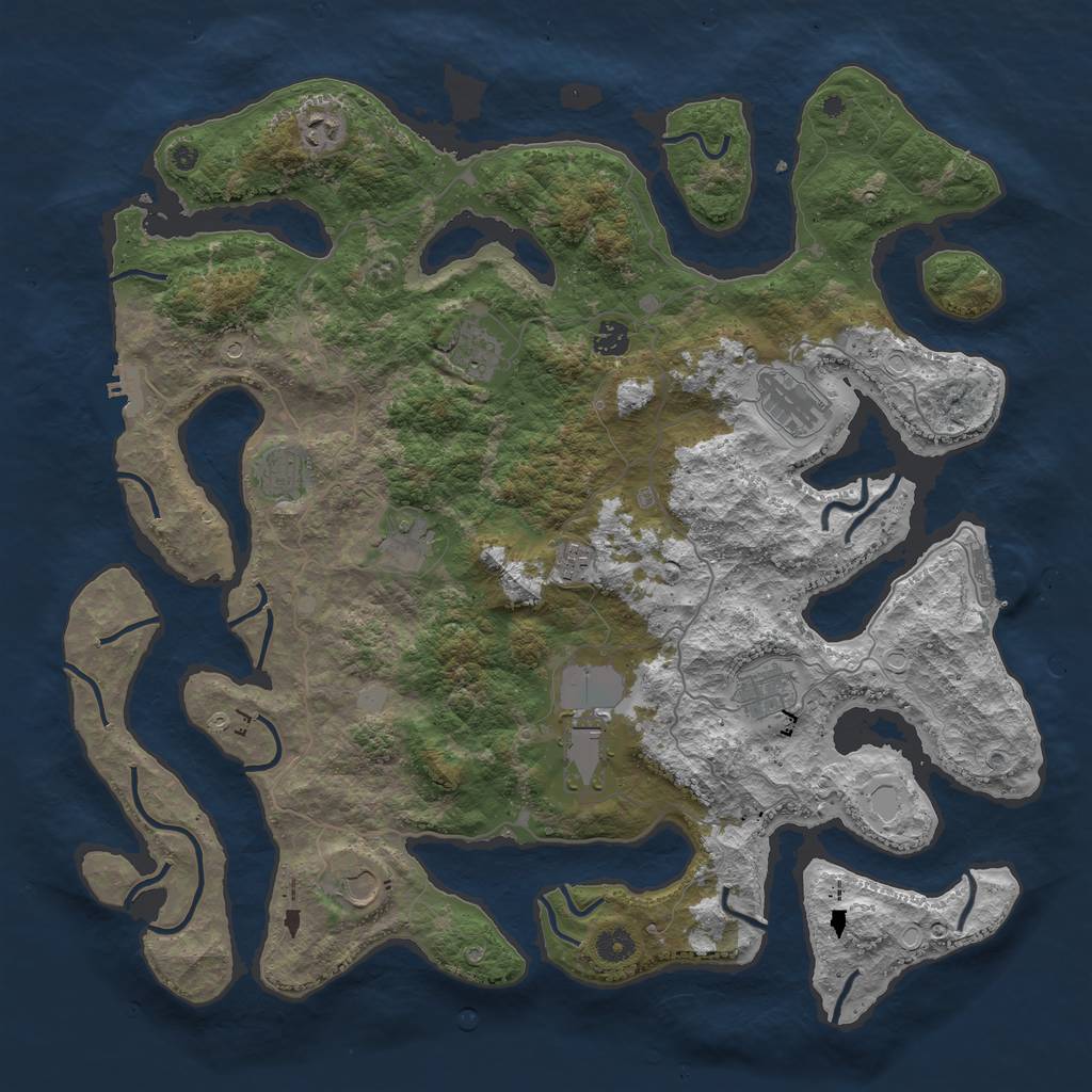 Rust Map: Procedural Map, Size: 4500, Seed: 645574, 18 Monuments