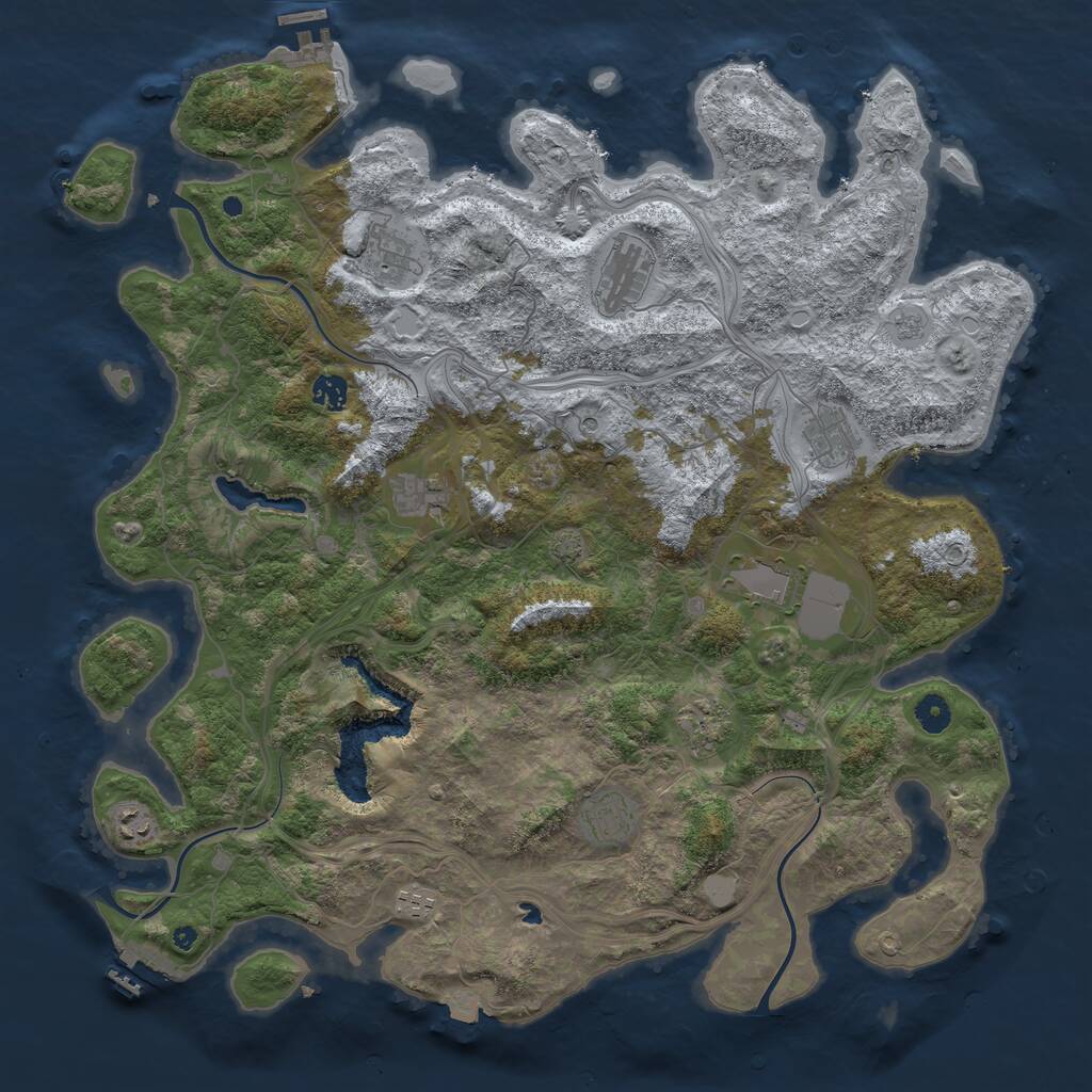 Rust Map: Procedural Map, Size: 4498, Seed: 13825, 16 Monuments