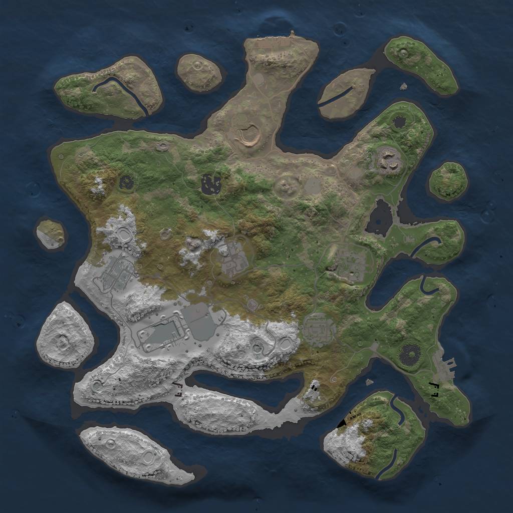Rust Map: Procedural Map, Size: 3550, Seed: 970901, 16 Monuments