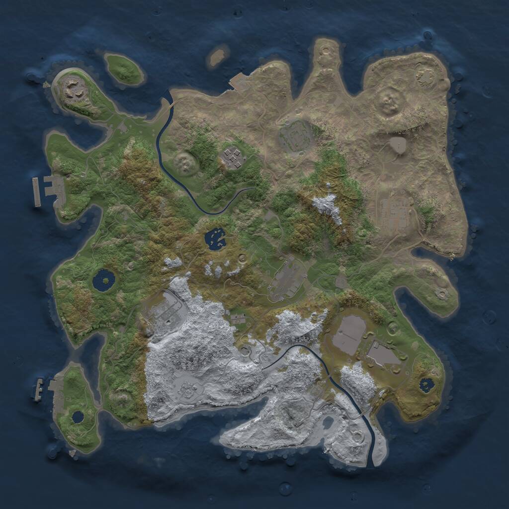 Rust Map: Procedural Map, Size: 3500, Seed: 125221211, 14 Monuments