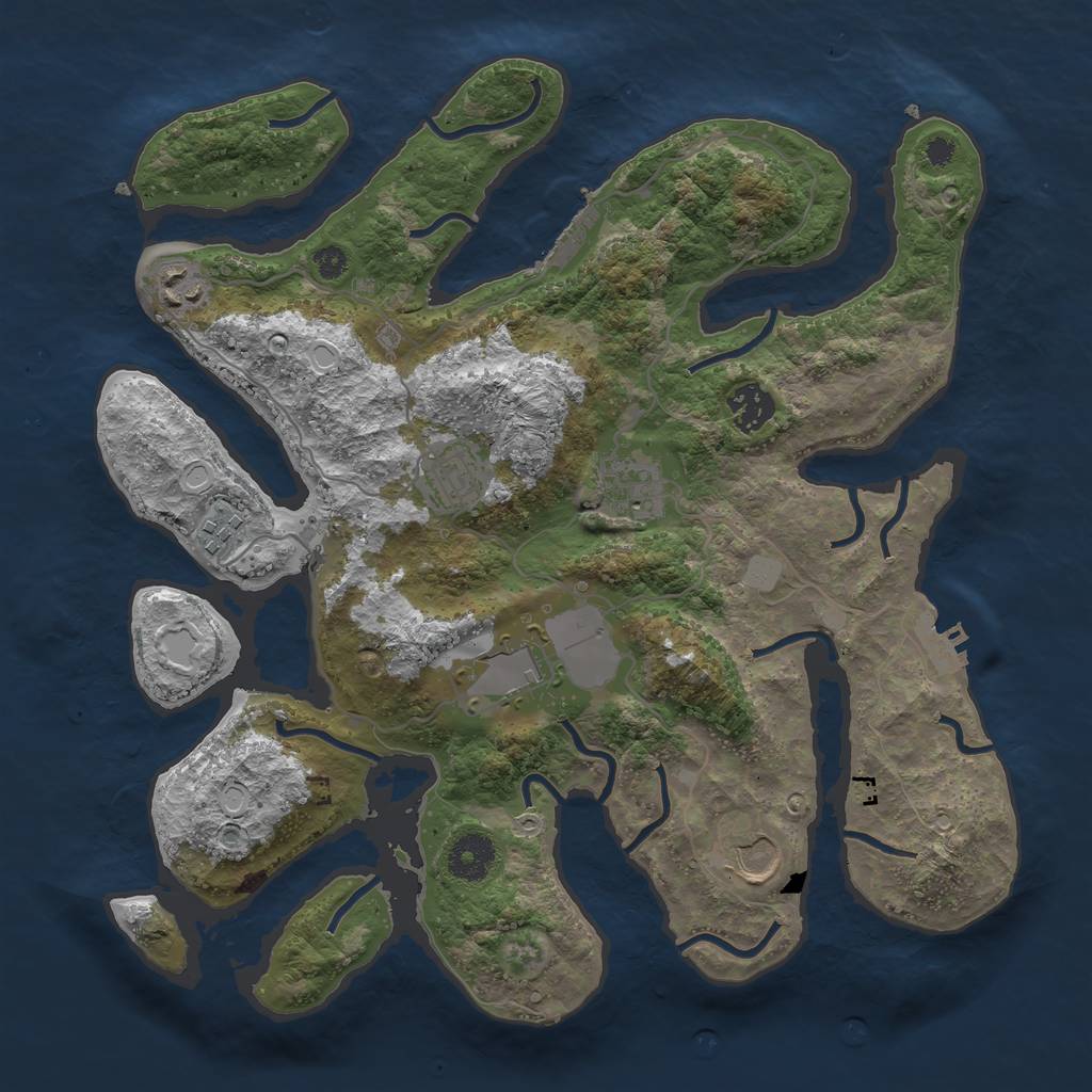 Rust Map: Procedural Map, Size: 3500, Seed: 51500, 14 Monuments